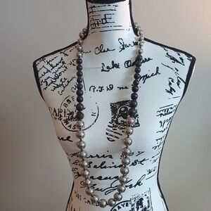 Elegant Silver and Black Beaded Necklace